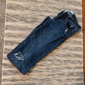 Abercrombie & Fitch Dark Distressed Boot Cut Jeans